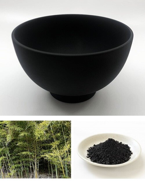 山下工芸　竹炭塗 高丸椀