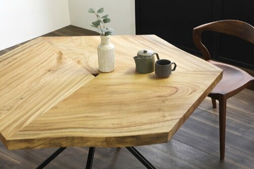 無垢材六角形テーブル テトラ