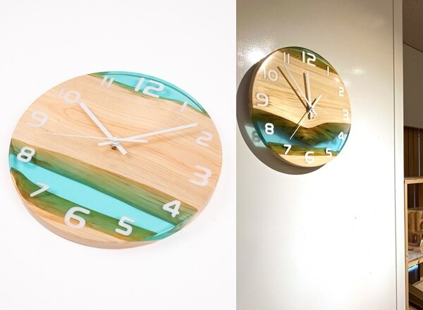 無垢材レジンウッドクロック