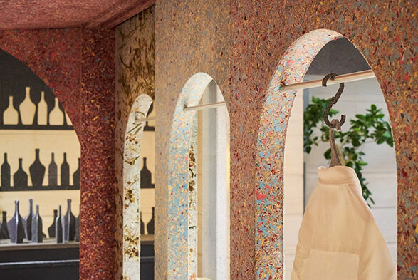 廃材から生まれたサステナブル建材 展示1